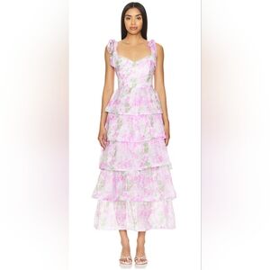 open lace back dress Found My Happy Place Tan Tropical Print Open Back Maxi Dress